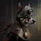 Heroic Portrait Illustration of Dog as Steampunk Guardian