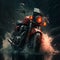 Heroic Portrait Illustration of Motorcycle In Splashing Water
