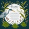 Heron bird and and swamp plants. Marsh flora and fauna. Design for banner, poster, card, invitation and scrapbook.