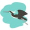 Heron in flight , vector illustration , flat style