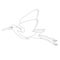 Heron in flight ,vector illustration , lining draw