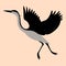 Heron flying, vector illustration , flat style