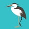 Heron standing, vector illustration, flat style