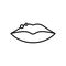 Herpes Infection on Lips Line Icon. Blister, Pimple, Acne and Rash on Lips Outline Icon. Herpes Virus Disease. Editable