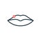 Herpes on Lips Line Icon. Acne, Blister and Painfully Pimple on Lips Outline Icon. Herpes Virus Disease and Infection on