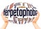 Herpetophobia fear of reptiles word hand sphere cloud concept