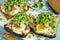 Herring green apple egg onion sandwiches