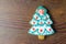 Herringbone gingerbread cookie on a wooden kitchen table7