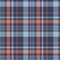 Herringbone plaid pattern in blue and orange. Tartan seamless check plaid for flannel shirt or other modern autumn print.