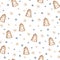 Herringbone-shaped gingerbread seamless pattern. watercolor illustration with gingerbread cookie and snowflakes