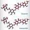 Hesperidin, diosmin, flavonoid molecule. Flavanone glycoside, drugs for treatment of venous disease. Structural chemical formula