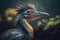 Hesperornis Colorful Dangerous Dinosaur in Lush Prehistoric Nature by Generative AI