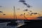 Heswall boatyard mooring and slipway Sunset