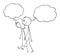 Heterosexual Couple of Man and Woman Is Walking and Thinking, Vector Cartoon Stick Figure Illustration