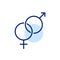 Heterosexual romantic relationship symbols. Love or marriage between individuals of male and female genders icon.