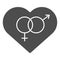 Heterosexual Symbol in Heart solid icon. Romantic Hetero Heart symbol illustration isolated on white. Heart shaped