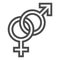 Heterosexual symbols line icon, Valentines Day concept, Male and Female sign on white background, Gender symbol icon in