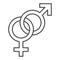 Heterosexual symbols thin line icon, Valentines Day concept, Male and Female sign on white background, Gender symbol
