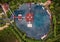 Heviz, Hungary - Aerial top-down view of Lake Heviz, the worldâ€™s second-largest thermal lake and holiday spa destination