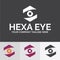 Hexa eye vector logo. Spy eye logo. Spy Camera iconic logo. Easy to edit vector logo template