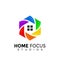 Hexa Home Focus Colorful Modern Logo Icon Design Vector Illustration