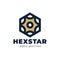 Hexa Star Logo. Vector hexa shape with star inside. Simple mechanic logo concept