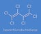 Hexachlorobutadiene HBCD solvent molecule. Also used as algicide and herbicide. Skeletal formula.