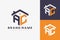 Hexagon AC house monogram logo for real estate, property, construction business identity. box shaped home initiral with fav icons