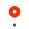 Hexagon box logo. UI icon. Red diaphragm logo. Photo cloud service with shadow on a white background.
