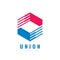 Hexagon business logo template design. Union cooperation concept sign.