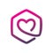 Hexagon color line love hearth logo design