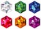 Hexagon cut precious stones with sparkle