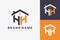 Hexagon HK house monogram logo for real estate, property, construction business identity. box shaped home initiral with fav icons