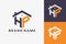 Hexagon HP house monogram logo for real estate, property, construction business identity. box shaped home initiral with fav icons