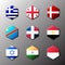 Hexagon icon set. Flags of the world with official RGB coloring and detailed emblems