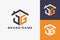 Hexagon JG house monogram logo for real estate, property, construction business identity. box shaped home initiral with fav icons
