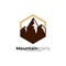 Hexagon mountain logo vector, simple style