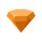 Hexagon orange gemstone. Quartz side view. Vector illustration