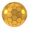 Hexagon plated golden sphere. 3d illustration