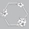 Hexagon vector frame with flowers sakura.