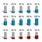 Hexagonal bar percentage chart graph diagram