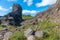 Hexagonal basalt rocks at Hljodaklettar on Iceland