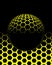 hexagonal dome structure in bright yellow on a black background