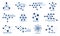 Hexagonal molecule badge. Molecular structure logo, macromolecule dna diagram, hexagon chemistry grids templates, vector