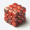 Hexagonal pebble with a rusty red color and a matte finish, iso