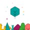 Hexagonal tree filled line icon, simple vector illustration