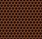 Hexagons of black stone with hot streaks of energy. Seamless vector game texture. Technology seamless pattern.