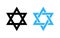 Hexagram David Star - black and blue icon of Israel holy religious symbol.