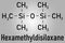 Hexamethyldisiloxane HDMSO organosilicon solvent molecule. Skeletal formula.