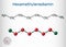 Hexamethylenediamine diamine molecule. It is monomer for nylon. Structural chemical formula and molecule model. Sheet of paper in